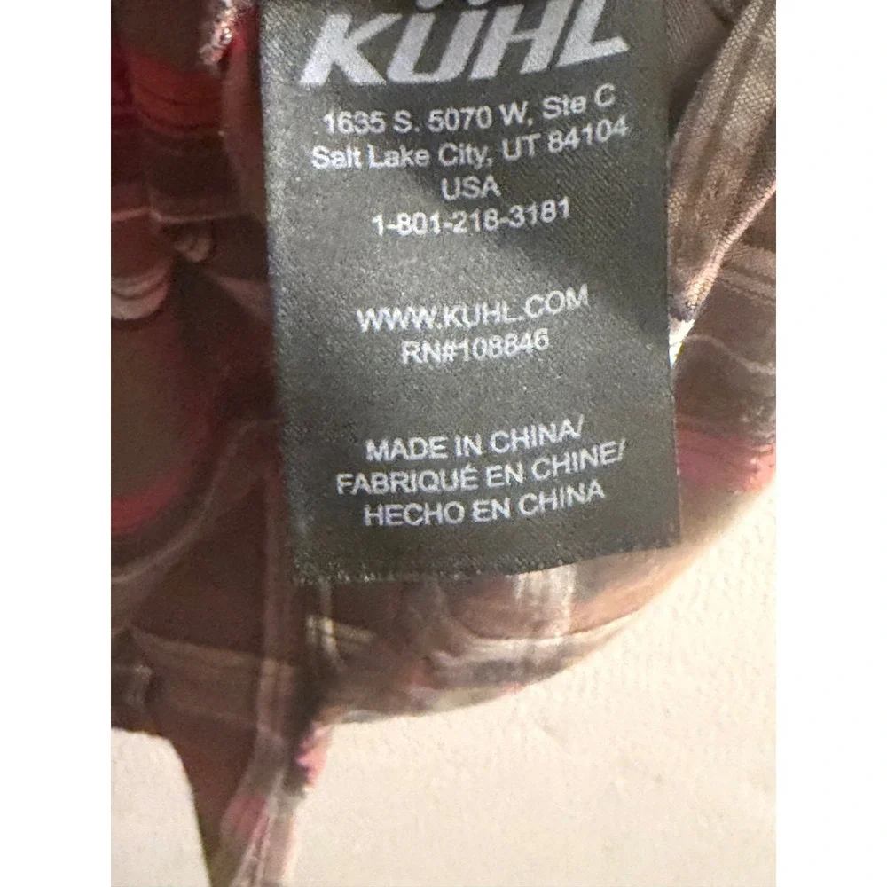 Kuhl Plaid Button Down Shirt Mens Medium Brown Red Excellent Tapered Fit - Picture 7 of 11